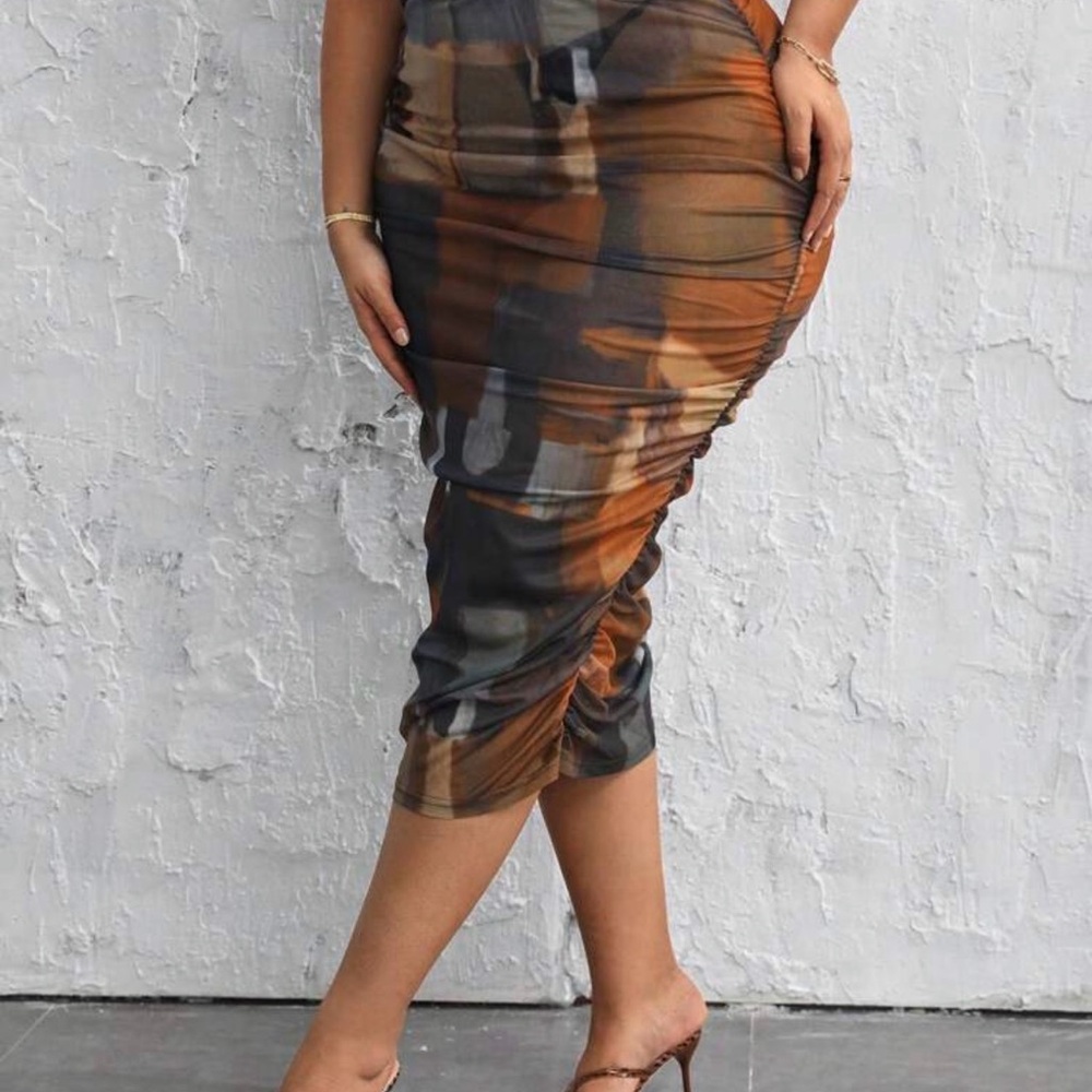SHEIN Earthy Tones Midi Skirt